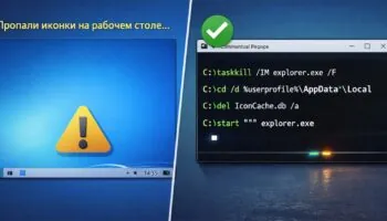 Пропали иконки рабочего стола